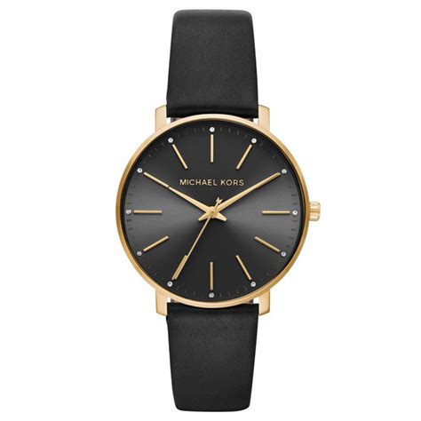 montre michael kors femme bracelet cuir noir|michael kors black watches women.